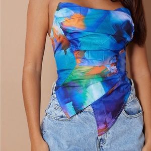 Woven Asymmetric Pointed Hem Corset
